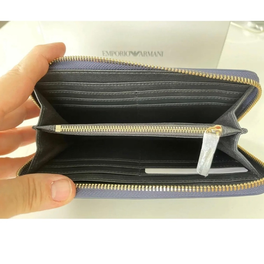 Emporio Armani Cervo Blue/Black‎ Leather Unisex Zip saround Wallet, Y3H171 8AHOC - Picture 6 of 10